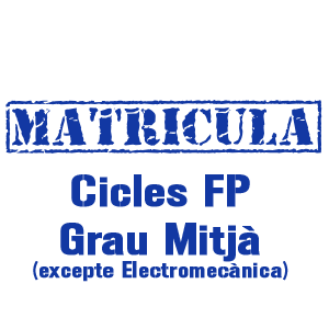 Matrícula alumnat Grau Mitjà FP (excepte Electromecànica de Vehicles)